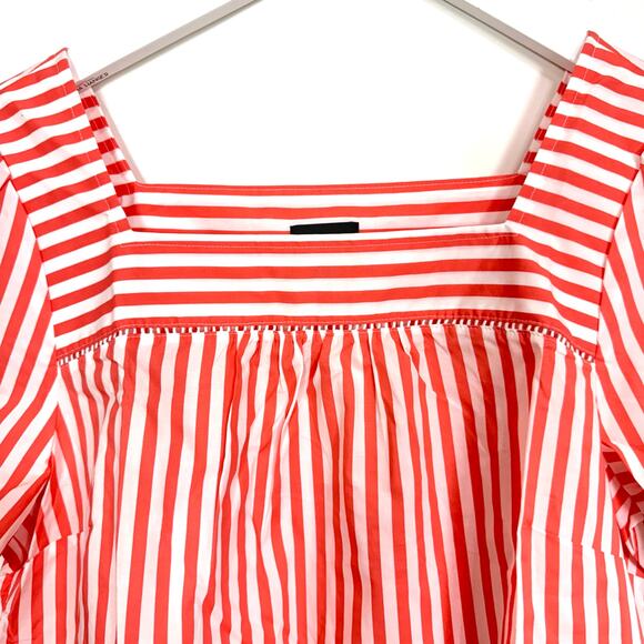 Talbots Sailboat Stripe Scalloped Square Neck Top - Picture 3 of 7